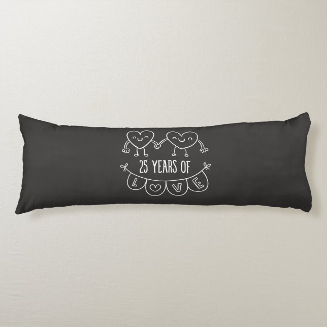 25th Anniversary Gift Chalk Hearts Body Pillow (Front)