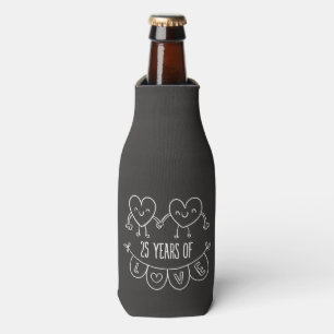 25th Anniversary Gift Chalk Hearts Bottle Cooler