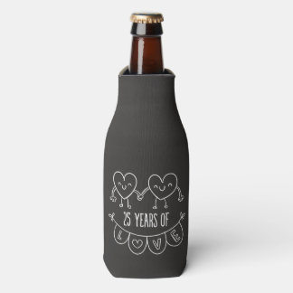 25th Anniversary Gift Chalk Hearts Bottle Cooler