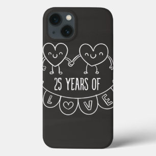 25th Anniversary Gift Chalk Hearts iPhone 13 Case