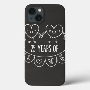 25th Anniversary Gift Chalk Hearts iPhone 13 Case