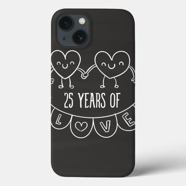 25th Anniversary Gift Chalk Hearts Case-Mate iPhone Case (Back)