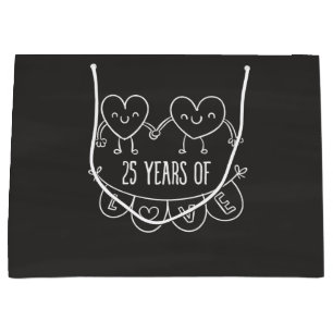 25th Anniversary Gift Chalk Hearts Large Gift Bag