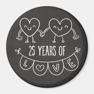 25th Anniversary Gift Chalk Hearts Magnet
