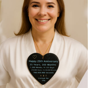25th Anniversary Heart Ceramic Ornament