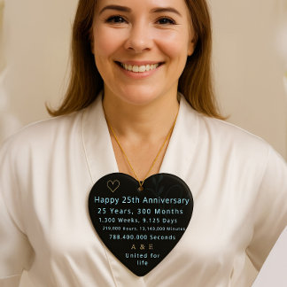 25th Anniversary Heart Ceramic Ornament
