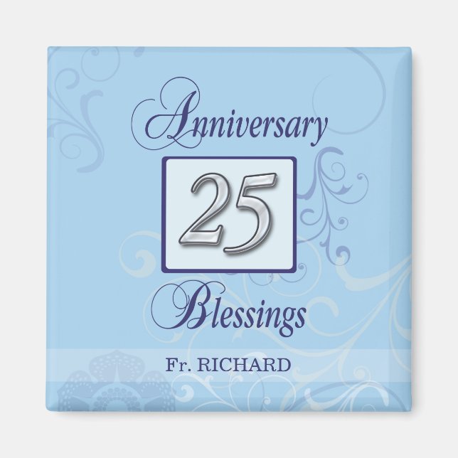 25th Anniversary in Blue and Silver Magnet (Front)