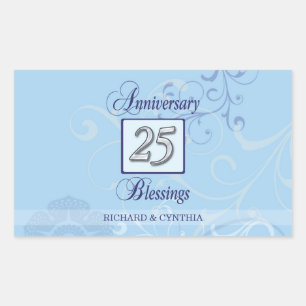25th Anniversary in Blue and Silver Sticker
