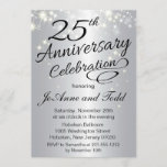 25th Anniversary Invitation<br><div class="desc">Designed with a silver background and sparkly accents.</div>