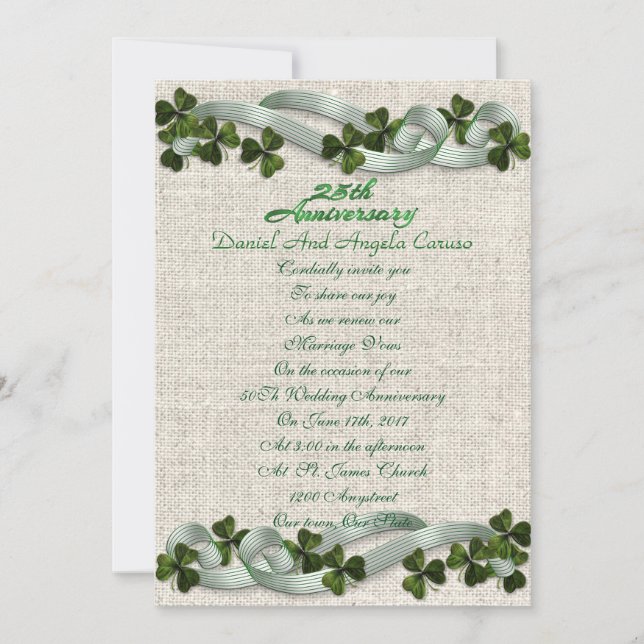 25th Anniversary Invitation Irish theme (Front)