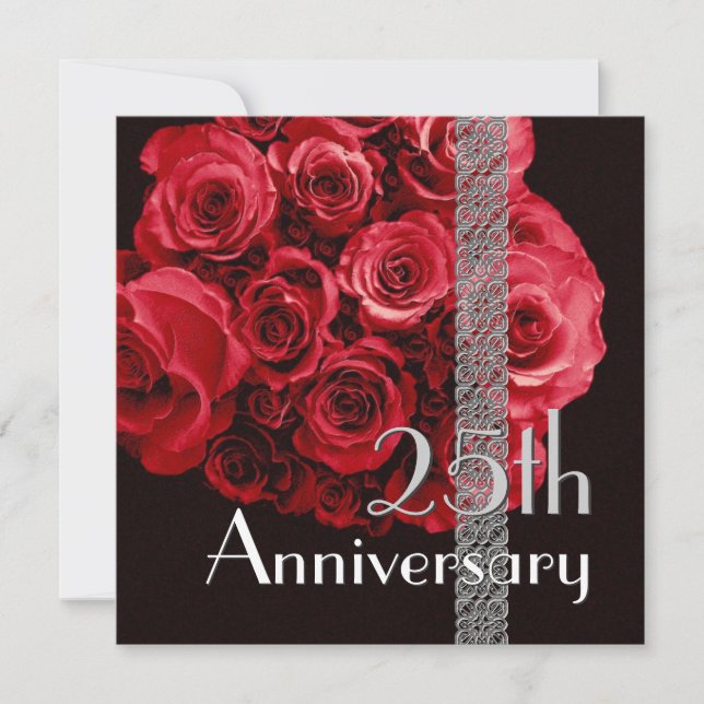 25th Anniversary Invitation RED Roses (Front)