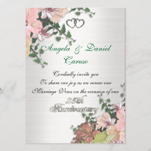 25th anniversary Invitation Watercolor flowers