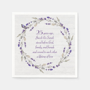 25th Anniversary Lavender Wreath  Napkin