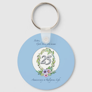 25th Anniversary of Catholic Nun Wreath and Silver Keychain