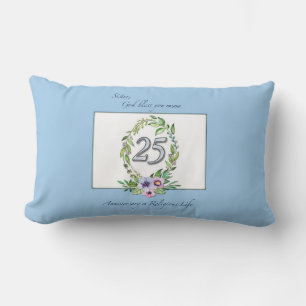 25th Anniversary of Catholic Nun Wreath and Silver Lumbar Pillow