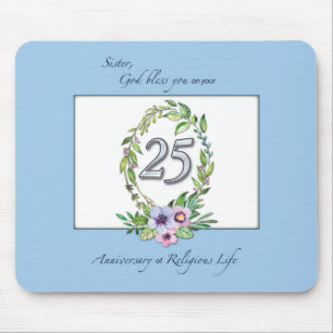 25th Anniversary of Catholic Nun Wreath and Silver Mouse Pad