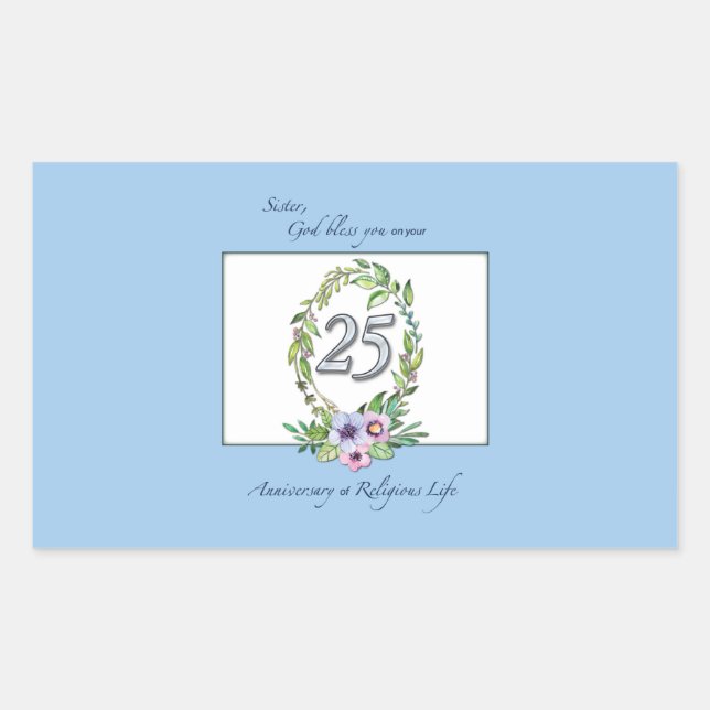 25th Anniversary of Catholic Nun Wreath and Silver Sticker (Front)
