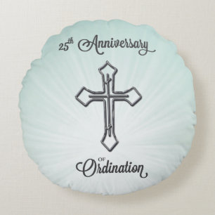 25th Anniversary of Ordination, Round, Gift Round Pillow