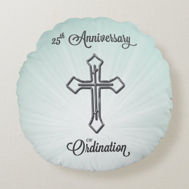25th Anniversary of Ordination, Round, Gift Round Pillow (Front)