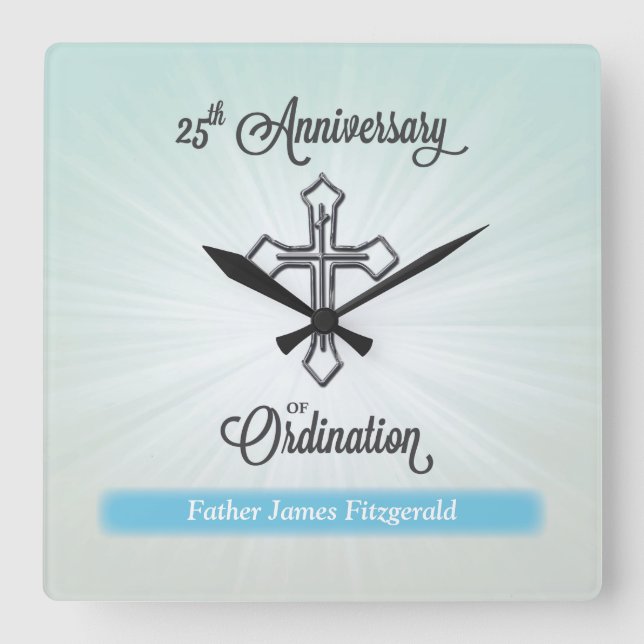 25th Anniversary of Ordination, Square Gift Square Wall Clock (Front)