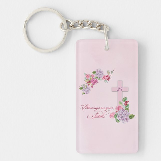 25th Anniversary of Religious Life Catholic Nun Keychain (Front)