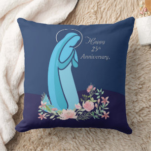 25th Anniversary of Religious Life Nun Pink Flower Throw Pillow