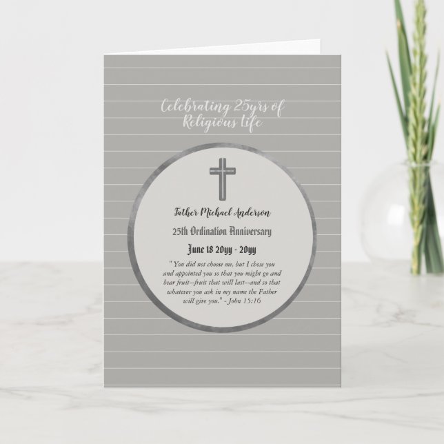 25th Anniversary Ordination Priest - ANY Clergy Card (Front)