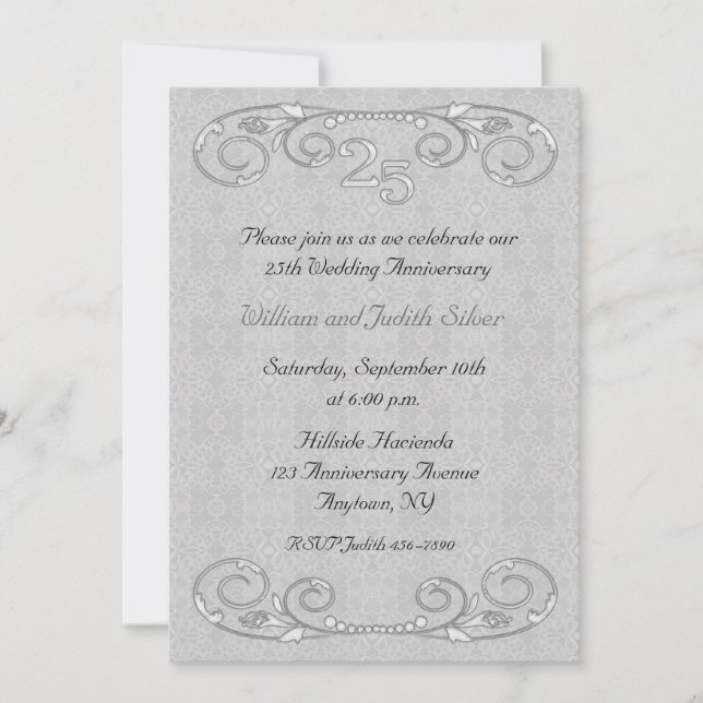 25th Anniversary Ornate Scroll Invitation (Front)