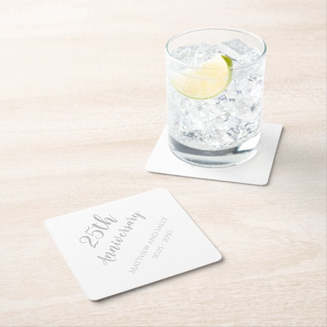 25th Anniversary Paper Party Drink Coasters (Insitu)