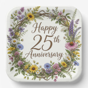 25th Anniversary Paper Plates, 25 Year Wedding Plate