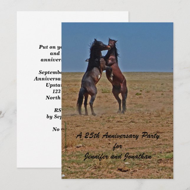 25th Anniversary Party Dancing Horses Invitation (Front/Back)