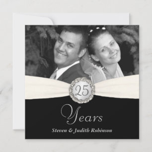 25th Anniversary Party - Faux Pocket Style -SQUARE Invitation