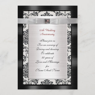 25th Anniversary party invitation black and white