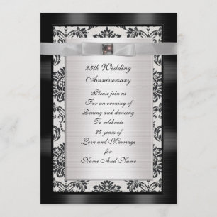 25th Anniversary party invitation black and white