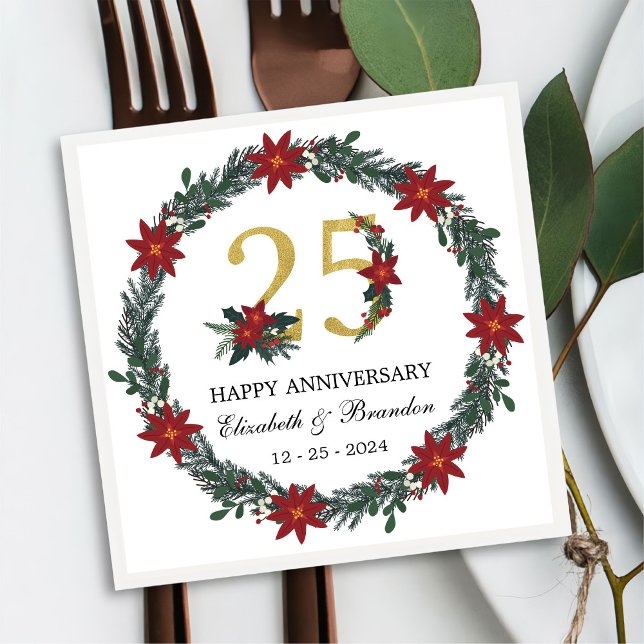 25th Anniversary Personalized Christmas Napkins (Creator Uploaded)