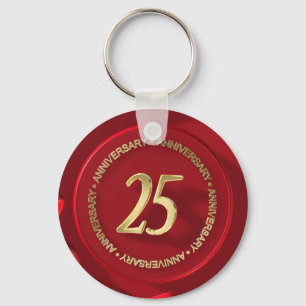 25th anniversary red wax seal keychain