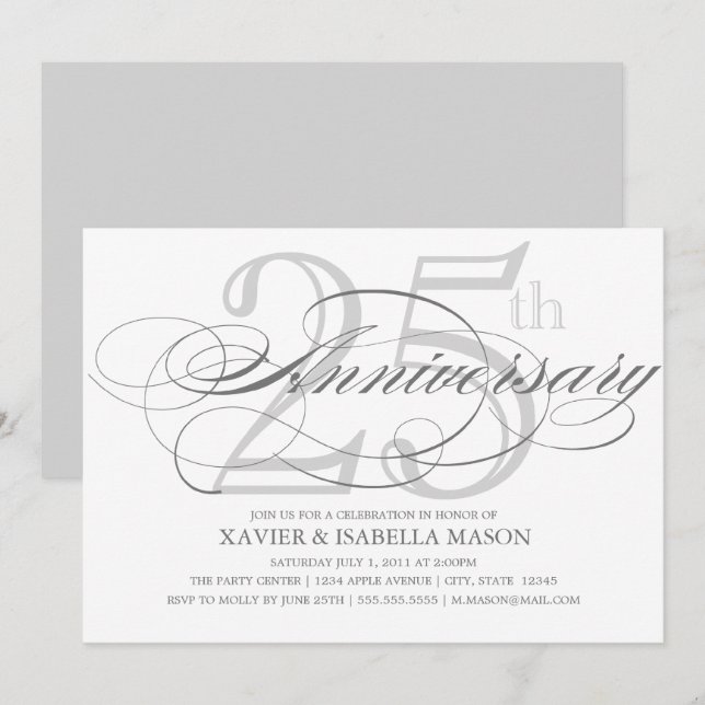 25th Anniversary Script Invitation (Front/Back)