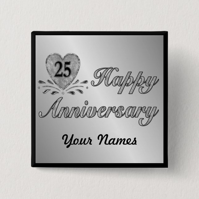 25th Anniversary - Silver 2 Inch Square Button (Front)