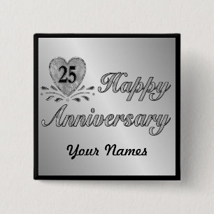 25th Anniversary - Silver 2 Inch Square Button