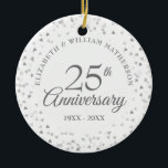 25th Anniversary Silver Hearts Ceramic Ornament<br><div class="desc">Designed to coordinate with our 25th Anniversary Silver Hearts collection. Featuring delicate silver hearts. Personalise with your special twenty-five years silver anniversary information in chic silver lettering. Designed by Thisisnotme©</div>