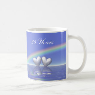 25th Anniversary Silver Hearts Coffee Mug