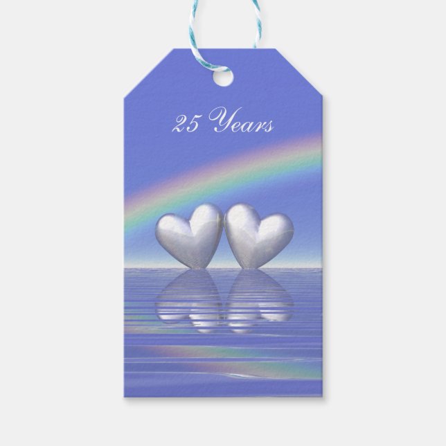 25th Anniversary Silver Hearts Gift Tags (Front)