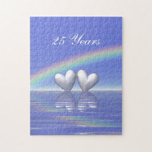 25th Anniversary Silver Hearts Jigsaw Puzzle