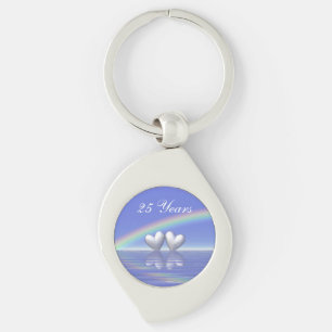 25th Anniversary Silver Hearts Keychain