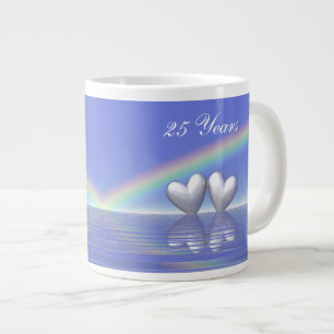 25th Anniversary Silver Hearts Large Coffee Mug