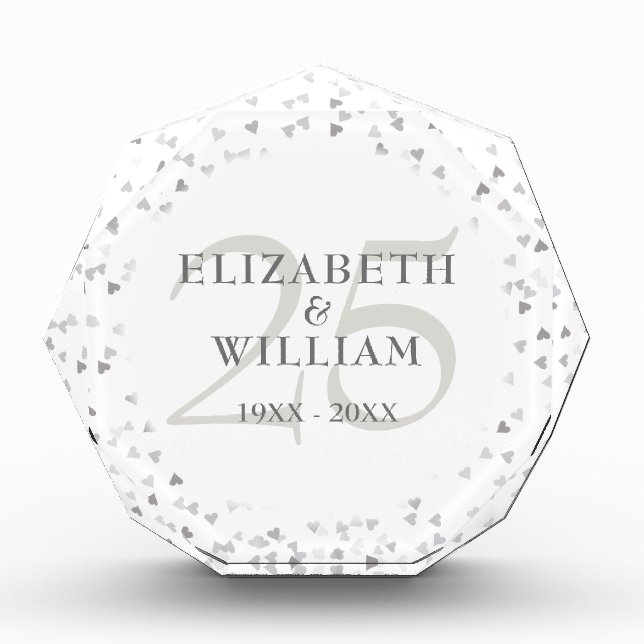 25th Anniversary Silver Hearts Photo Block (Front)