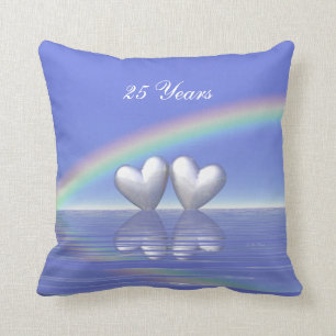 25th Anniversary Silver Hearts Throw Pillow