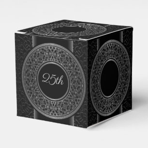 25th Anniversary Silver Medallion Cube Favour Box