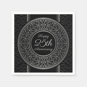 25th Anniversary Silver Medallion Paper Napkins