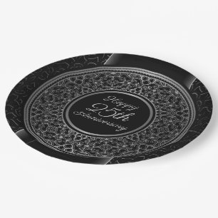 25th Anniversary Silver Medallion Paper Plate